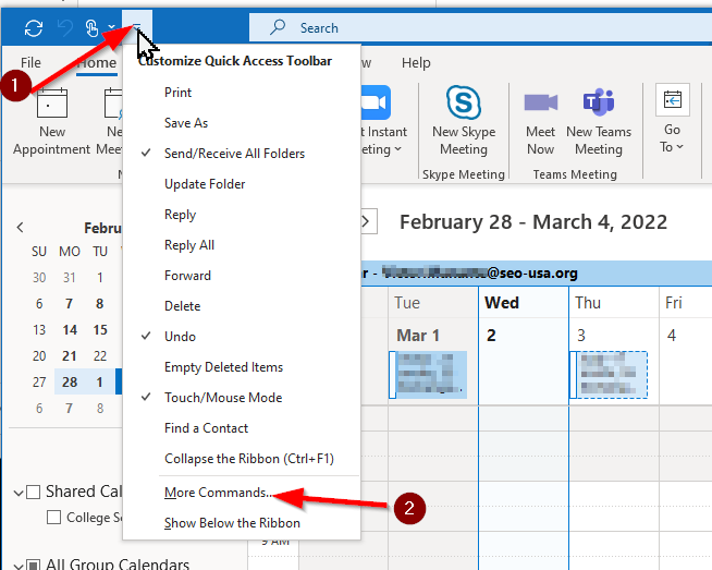 Removing Teams Add In from Outlook Calendar Sponsors for Educational